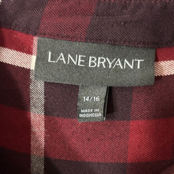 Lane Bryant Burgundy and White Plaid Shirt - Picture 2 of 11